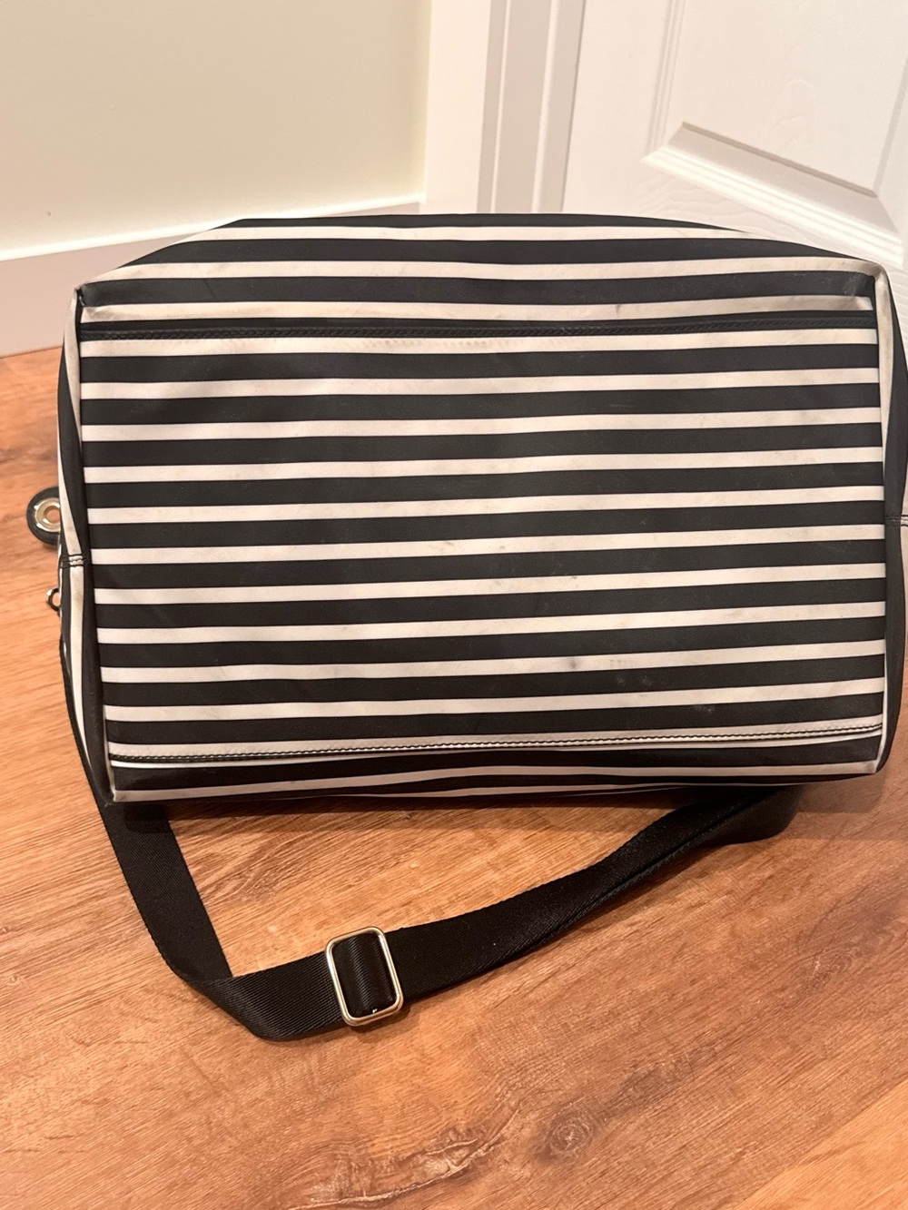 kate spade Black & White Striped Travel Bag Set with Floral Cosmetic Cases - Picture 4 of 16